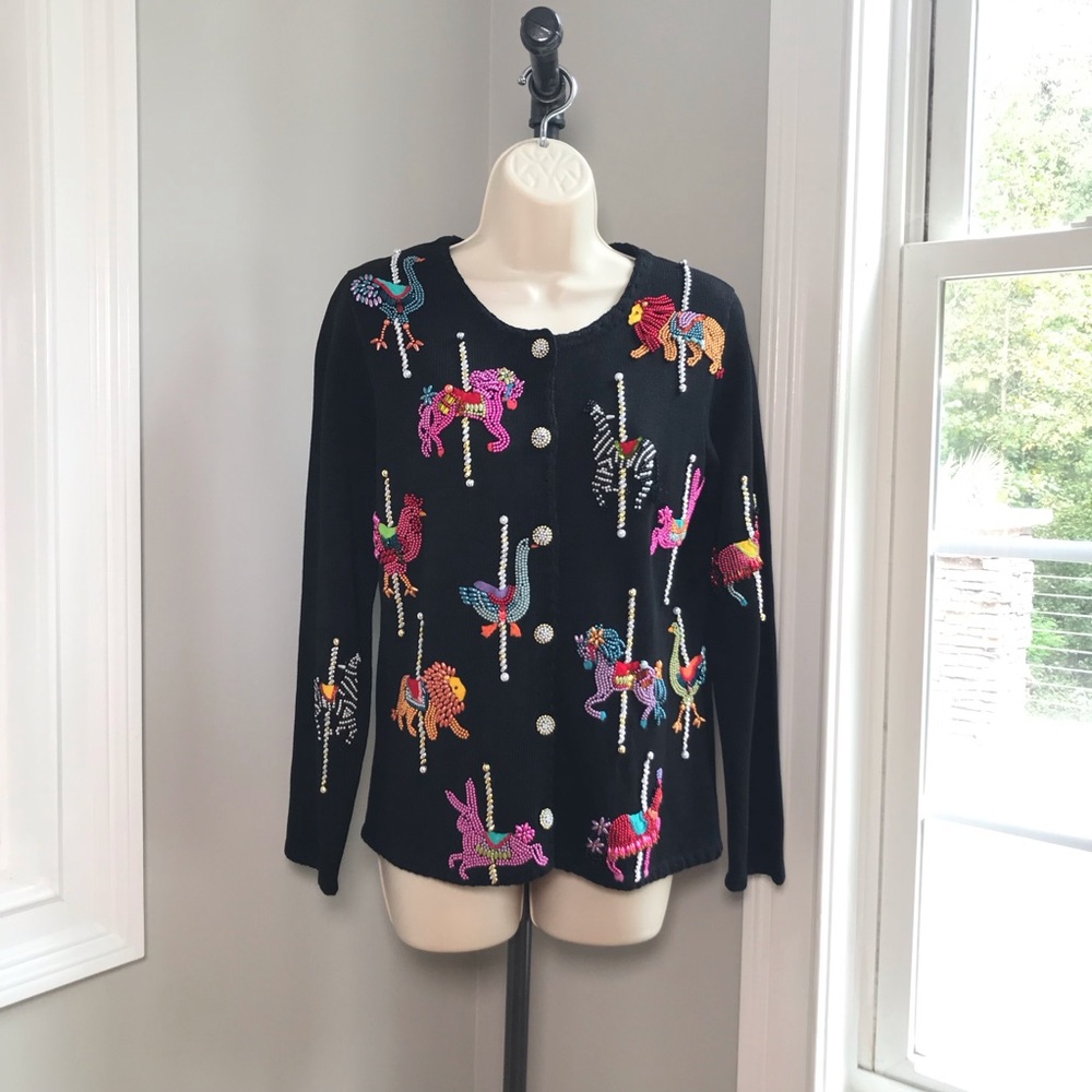Vintage Michael Simon Carousel Cardigan Sweater ~ Women’s Small  NWOT
